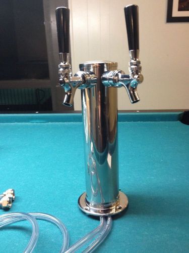 Micro Matic Dual Beer Tap Chrome Dispenser. 2 Head Tower. Hoses Included. C Pics