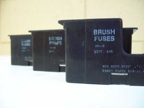 Brush fuses 261-33 fuse holder 60a 250v - lot of 3 - used - free shipping for sale