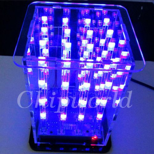 3d led lightsquared 4x4x4 2*5*7mm led cube white led blue ray diy kit new for sale