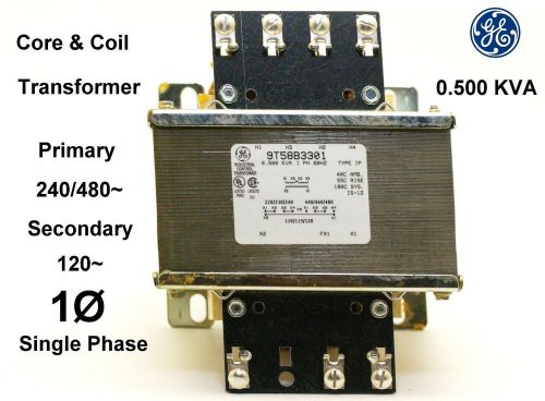 Ge 9t58b3301 control transformer, 0.500 kva, 240x480v, 120v  core &amp; coil 1? new for sale