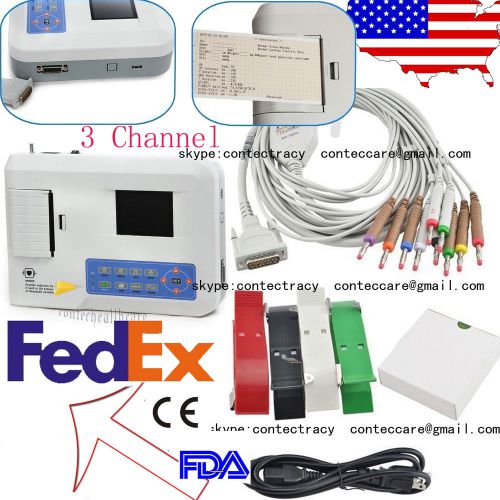 Hot sale! 3 Channel 12 leads Portable ECG/EKG Machine with printer,FDA.CE.CONTEC