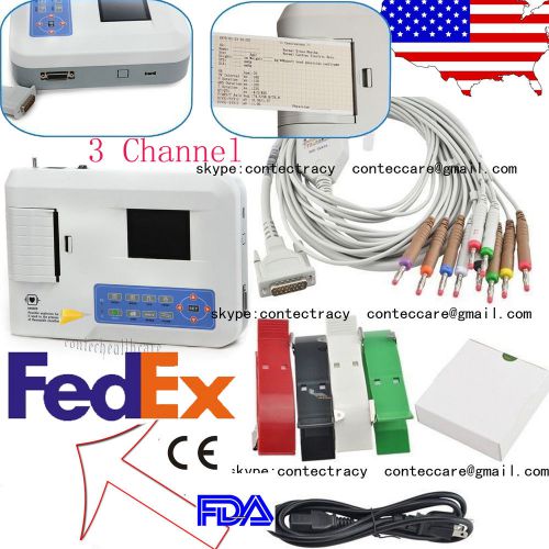 Hot sale! 3 channel 12 leads portable ecg/ekg machine with printer,fda.ce.contec for sale