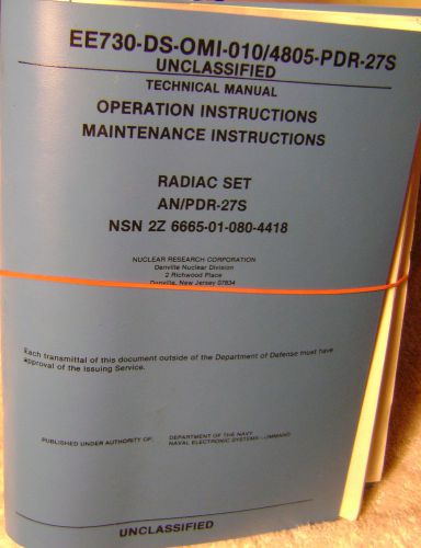 VINTAGE AN/PDR-27S RADIAC SET TECHNICAL MANUAL OPERATION AND MAINTENANCE