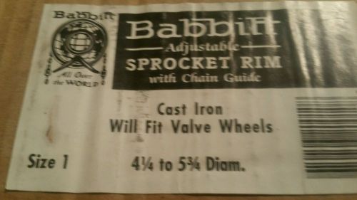 Babbitt adjustable sprocket rim with chain guide, size 1,  4 1/4 to  5 3/4 Diam.