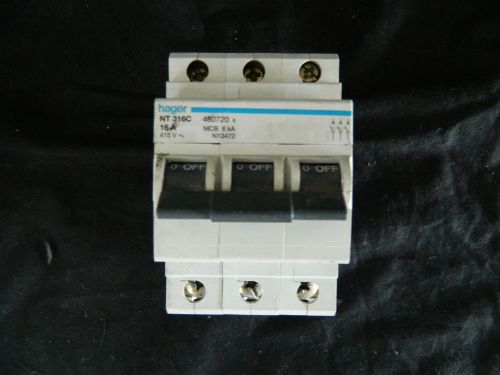 HAGER THREE PHASE CIRCUIT BREAKER 16amp NT 316C #3