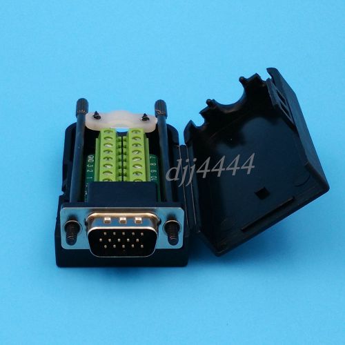 DB15 VGA Male 3 Rows 15 Pin Plug Breakout Terminals Screw Type DIY Connector