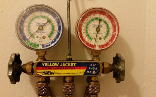 Yellow jacket a/c manifold gauges &amp; hoses set r-12/r-22/r-502 for sale