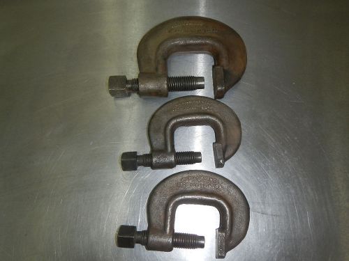 3 Vintage J.H. Williams Vulcan Heavy welding C-Clamps (2)  1-1/2,   (1) 2A