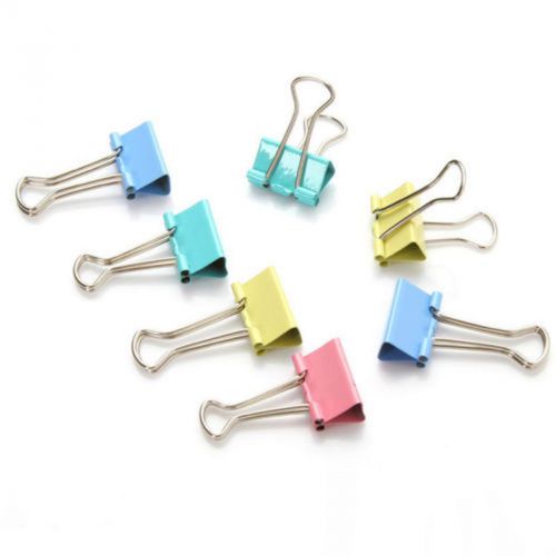 6Pcs Solid Colorful Metal Binder Clips Office Supply Folder Dovetail Clamps 15mm