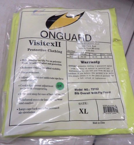 ONGUARD 72152 PVC on Polyester Visitex II XL Bib Overall with Fly Front - Yellow