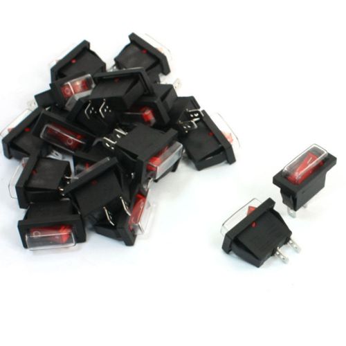 20Pcs 2 Pin On/Off  Red Button Snap in Boat Rocker Switch w Waterproof cover