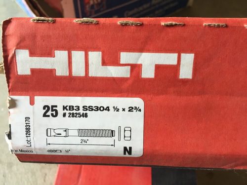 Hilti KB3 Expansion Anchor - 304 S.S. - 1/2&#034; x 2-3/4&#034; - 282546 - Box of 25