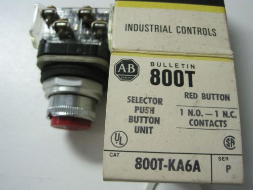 Allen Bradley 800T-KA6A Selector Push Button Unit **NEW**