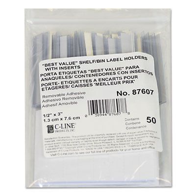 Self-Adhesive Label Holders, Top Load, 1/2 x 3, Clear, 50/Pack 87607