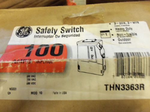 New ge thn3363r 100 amp 600v non-fusible safety switch disconnect 3r enclosure for sale