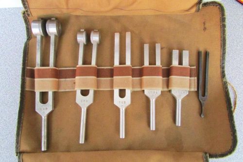 USED TUNING FORK SET OF 6 In Folding Pouch C128 C256 C512 C517.3 C1024 C2048
