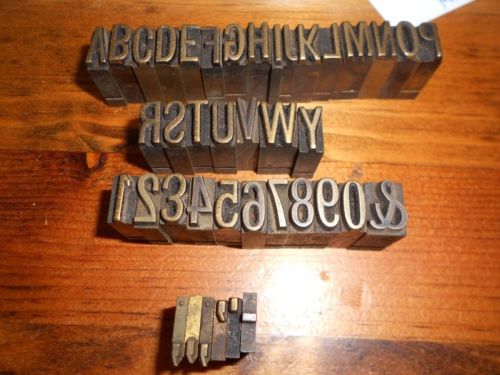 Letterpress Printers Block, Brass Alphabet, Numbers, Marks (g)
