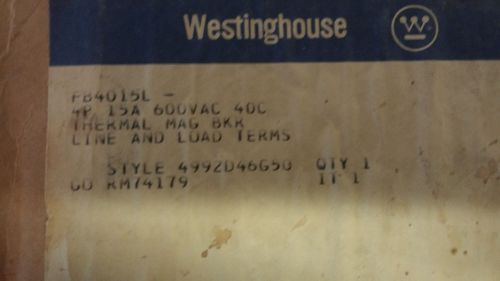WESTINGHOUSE FB4015L NEW IN BOX 4P 15A 600V BREAKER SEE PICS #A12