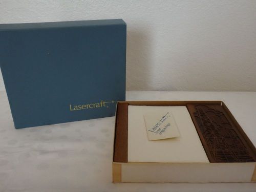 LASERCRAFT GENUINE WALNUT NOTEPAD HOLDER IN ORIGINAL BOX WITH LABELS IN BOX
