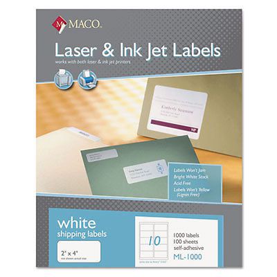 White All-Purpose Labels, 2 x 4, 1000/Box ML-1000