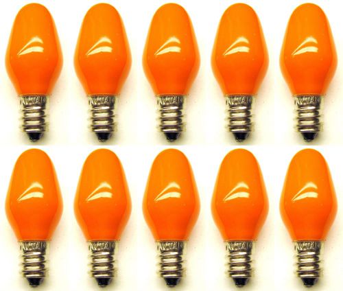 Box of 10 bulbs 7c7/co/120v 7 watt 120 volt screw base e12 ceramic orange for sale