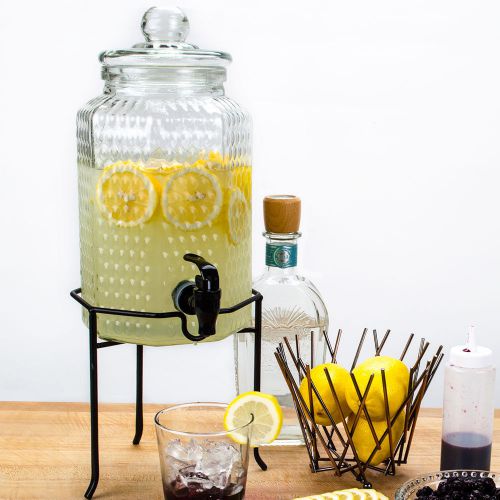 Core 1 Gallon Glass Beverage Dispenser with Metal Stand