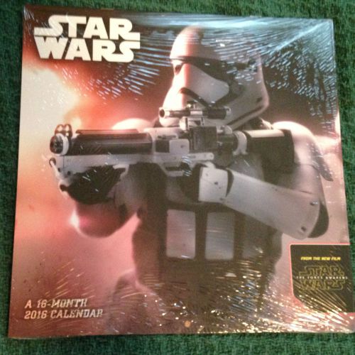 STAR WARS THE FORCE AWAKENS 16 Month 2016 Calendar Droid, Sith, Trooper NEW