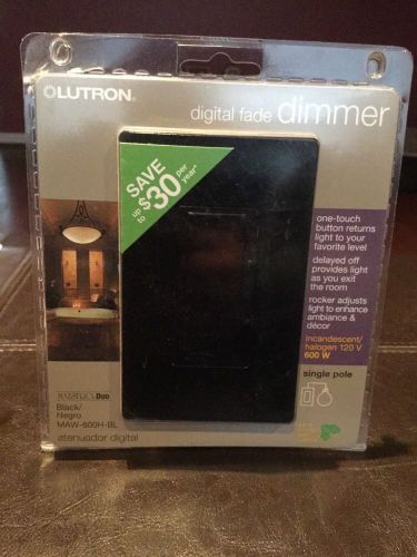 Lutron electronics maw-600h-bl 1-pole dimmer with preset  black new for sale