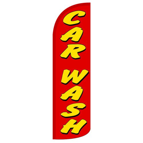 Car wash windless swooper flag jumbo full sleeve banner + pole made in usa red for sale