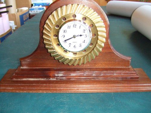 Mantle Clock on walnut base BRASS very heavy