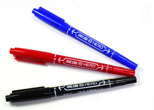 3pcs Black/Red/Blue CD DVD Double Tip Fine Waterproof Permanent Marker Pens Tool