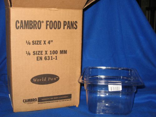 CAMBRO 1/6 GN FOOD PAN, 4&#034; DEEP, 6PK CLEAR 64CW-135