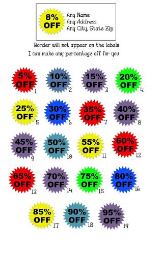 30 Return Address Labels Percentage Off  Buy 3 get 1 free (10% to 85%)