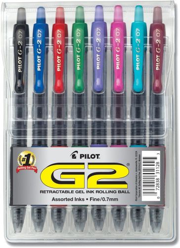 Pilot G2 Retractable Premium Gel Ink Roller Ball Pens Fine Point Assorted Col...