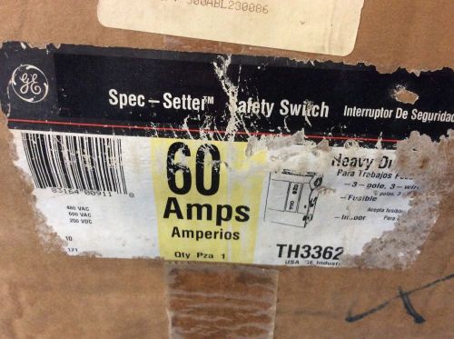 GE General Electric Heavy Duty Safety Switch TH3362 60 Amp 600 Volt Fusible