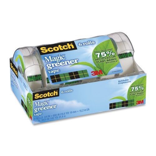 Scotch magic greener tape with 2 piece dispenser, 3/4 x 600 inches, 6 rolls for sale
