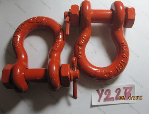 2 qty orange cm 7/8&#034; - 6.5 ton shackle / clevis 6-1/2, 13,000#, rigging for sale