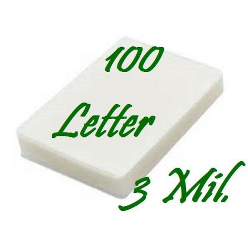 100- Letter Size Laminating Laminator Pouches Sheets  9 x 11-1/2...3 Mil.