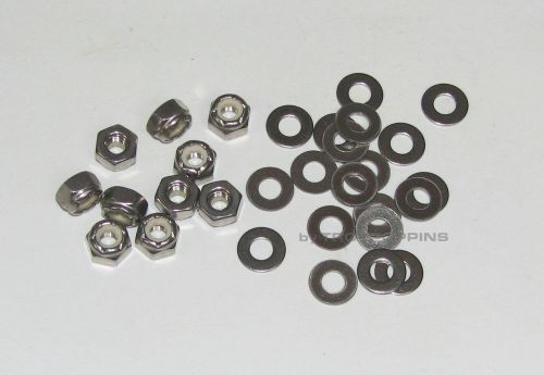 SS 10-#10-32 FINE HEX NYLOC LOCK NUTS &amp; 20-#10 FLAT WASHERS STAINLESS STEEL 18-8
