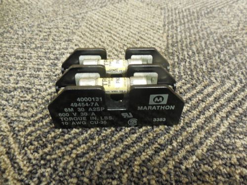 Marathon 4000131 49454-7a fuse block holder 600v 30a a amp 2 pole w/ fuses for sale