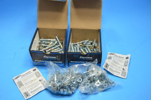 New 2 boxes of 50, fastenal stud anchors, no. 52203, zinc plated, 3/8&#034; x 2 1/4&#034; for sale