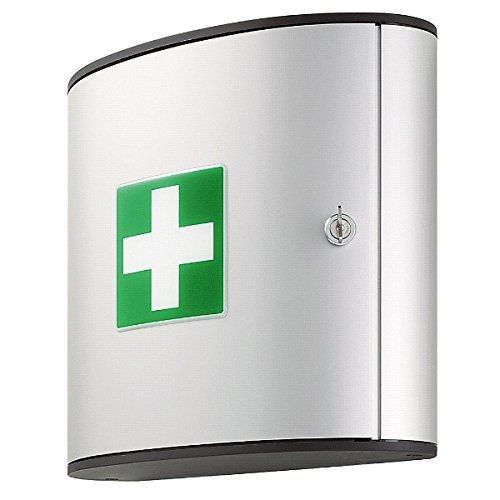 Durable 11 x 11-3/4 x 4-5/8 inches first aid cabinet with swing-out bins and key for sale
