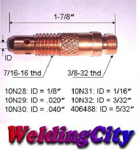 WeldingCity 10-pk Collet Body 10N31 (1/16&#034;) for TIG Welding Torch 17/18/26