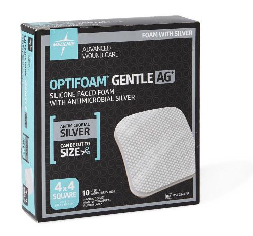 Optifoam Gentle Ag Silicone Faced Foam Dressing with Silver: 4&#034; x 4&#034; - Box of 10