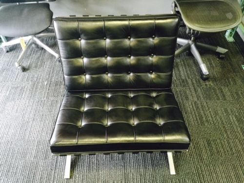 Authentic Knoll Barcelona  Lounge Chair Black Leather