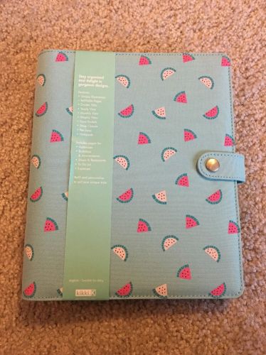 New KikkiK 2016 Time Planner Watermelon Large Blue Agenda Binder A5