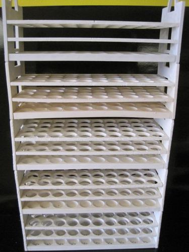 Lot of 5 stackable 40 position test tube rack bel-art white scienceware for 25mm for sale