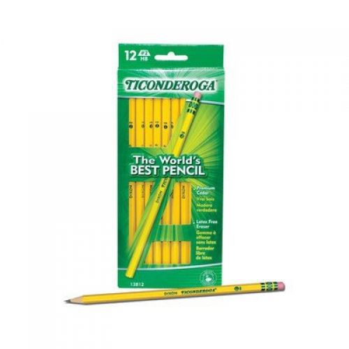 Ticonderoga Woodcase Pencil, F #2.5, Yellow Barrel, 12 per pack [Set of 3]