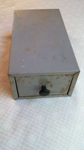 Vintage Lit-Ning Grey Metal Desktop Card File Box Model 1K