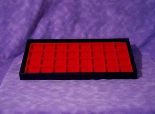 32 COMPARTMENT EARRING/JEWELRY DISPLAY TRAY RED